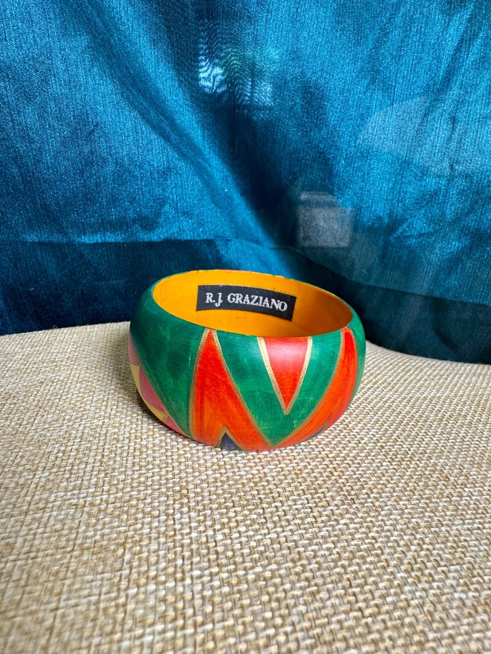 R.J. Graziano Color-Block Wood Boho Bangle - Green, Red & Yellow
